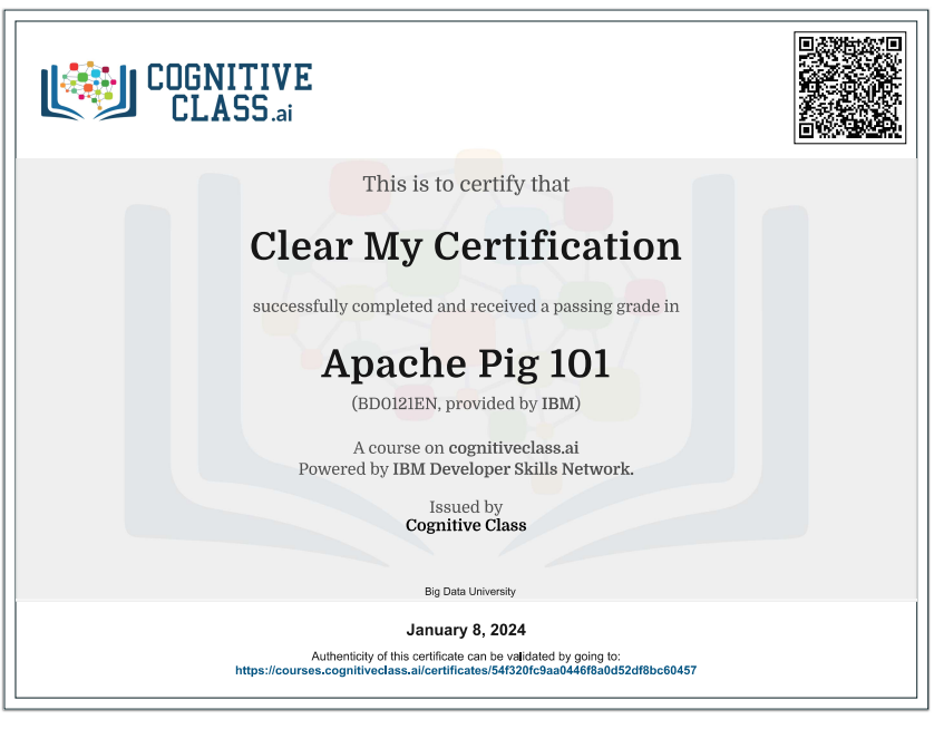 Apache Pig 101 Cognitive Class Exam Quiz Answers