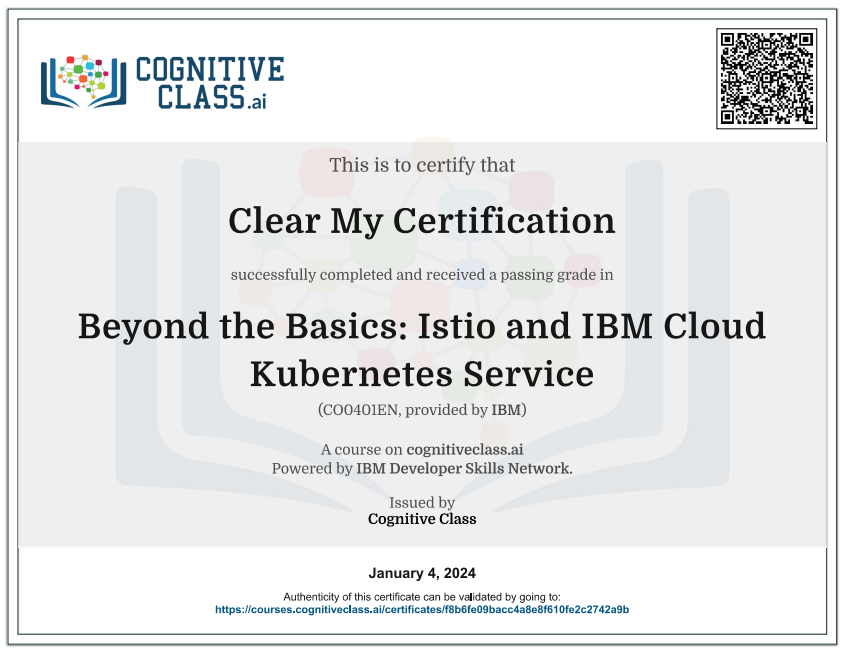 Beyond the Basics Istio and IBM Cloud Kubernetes Service Cognitive Class Exam Quiz Answers