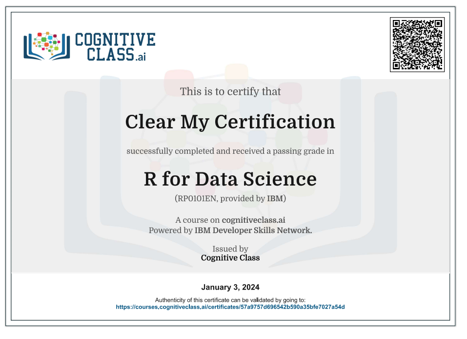 R for Data Science Cognitive Class Exam Quiz Answers