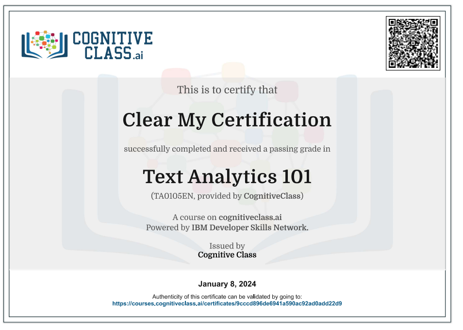 Text Analysis 101 Cognitive Class Exam Quiz Answers